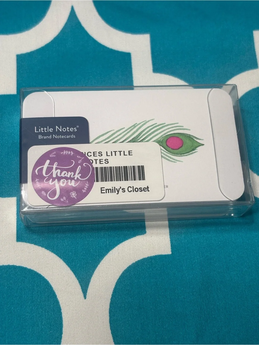 New E. Frances Little Notes Peacock Notecards - Teal, Green, Pink - Picture 3 of 4